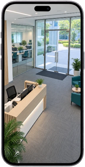 Office — illustrative mobile CCTV view